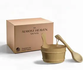 By Harvia 313021788773 Sauna Bucket And Ladle Set With Thermometer Red Cedar Accessory Kit Handle H