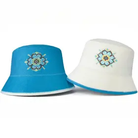 Jaw-funnysoft-3957 Funnysoft Wool Sauna Bucket Hat Set For Mothers Day Gift Breathable Spa Cap Blue