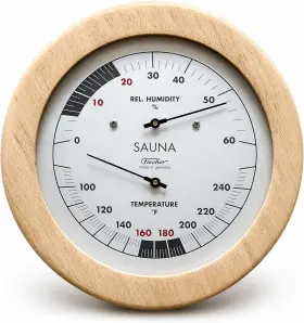 196th-03f Germany Sauna Thermometer Fahrenheit And Hygrometer 6.1 Inch - Made In Germa