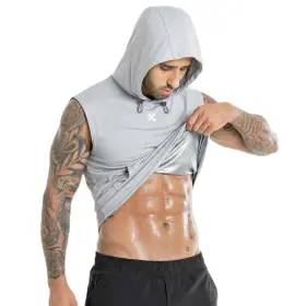Kewlioo 060747794544 Mens Hooded Sauna Shirt Heattrapping Pullover Sweat Vest For Cardio