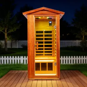 Mst-901vt Kunsana For 1person Outdoor Saunas Far Infrared Mahogany Low Emf Therapy Sauna 1560w
