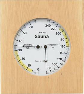 Ltd. 914-620-int La Crosse 914-620 Natural Oak Wood Framed Analog Sauna Thermometer And Hygromete