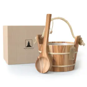 Northwood Sauna 763416391703 Bucket And Ladle Set - Handmade From Canadian Red Cedar Wood Natura