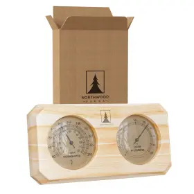 Northwood Sauna 796029266182 2-in-1 Thermometer Hygrometer - Handmade Finnish Pine Fahrenheit &