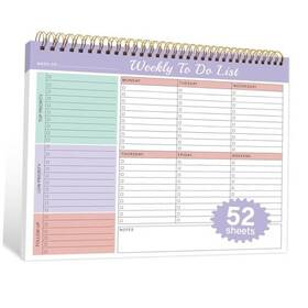 Trees Wp-tl-000 Weekly To Do List Notepad With 52 Undated 8.5 11 Spiral Binding Fresh Purple